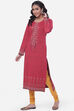 Coral Straight Poly Metallic Kurta image number 2