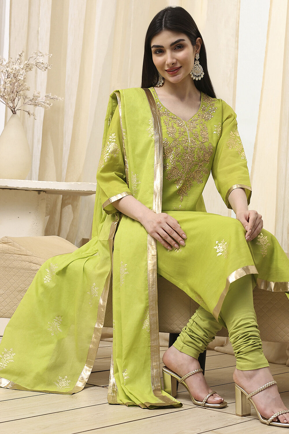 Blue Poly Chanderi Straight Suit Set image number 6