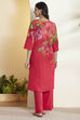 Berry Red Cotton Straight Kurta Pants Set image number 6