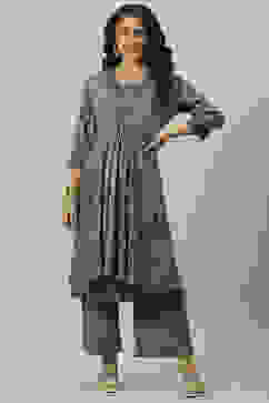 Green Rayon Flared Printed Kurta image number 0