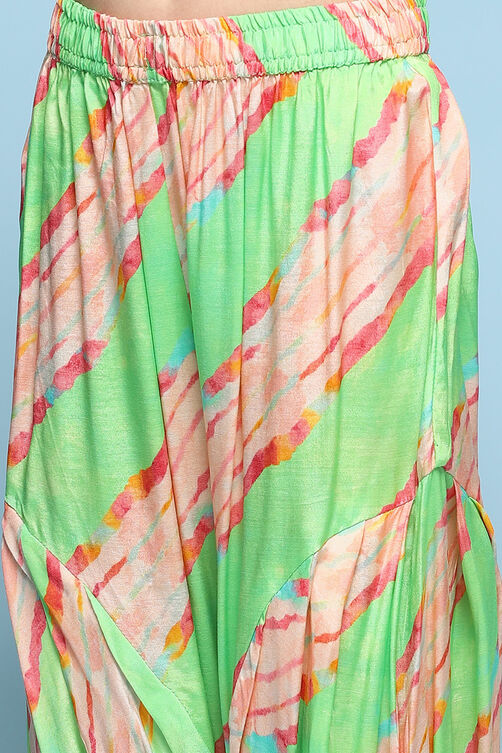 Pink & Green Cotton Straight Printed Suit Set image number 2
