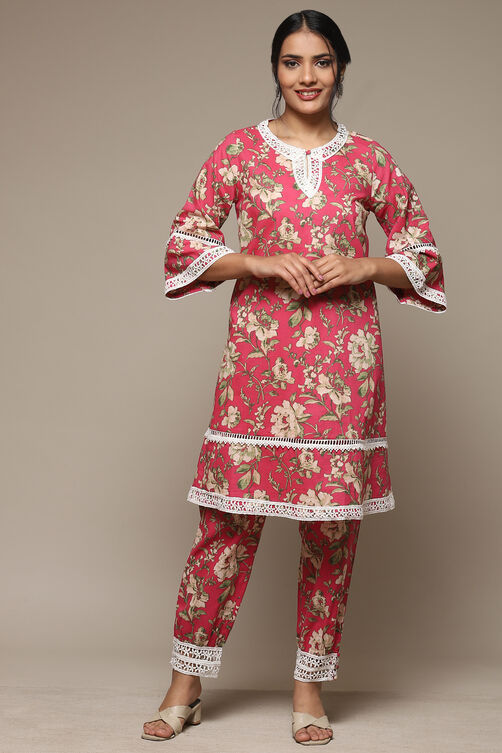 Pink Cotton Floral Straight Co-ord Set image number 5