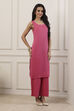 Pink Cotton Blend Straight Suit Set image number 7