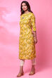 Mustard Cotton Straight Printed Kurta
