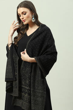 Black Acrylic Straight Kurta Pant Suit Set image number 0