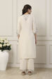 White Silk Chanderi Straight Suit Set image number 4