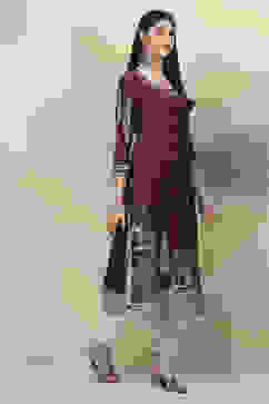 Purple A-Line Viscose Kurta image number 4