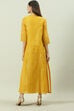Mustard Art Silk Flared with Cape Dress image number 4