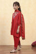 Red Viscose Rayon Solid A-Line Suit Set image number 3