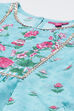 Turquoise Art Silk Straight Printed Kurta Set image number 1