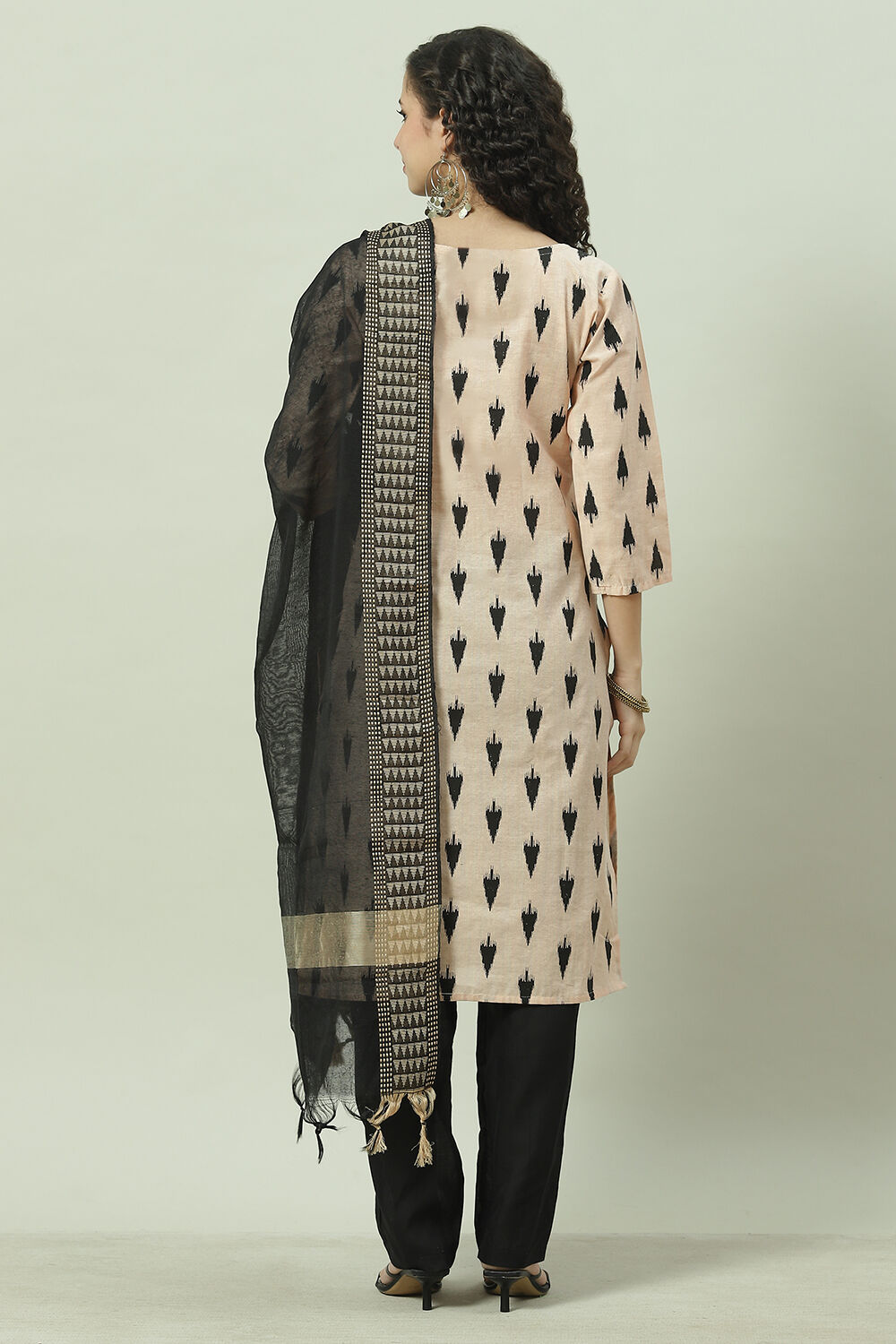 Peach Cotton Unstitched Suit Set image number 4