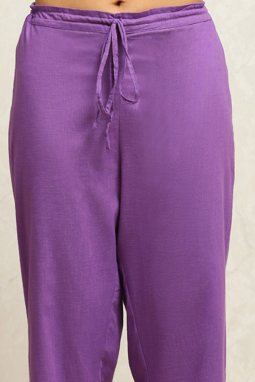 Purple Cotton Printed Straight Suit Set image number 2