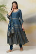 Blue Cotton Anarkali Kurta Churidar Suit Set image number 5