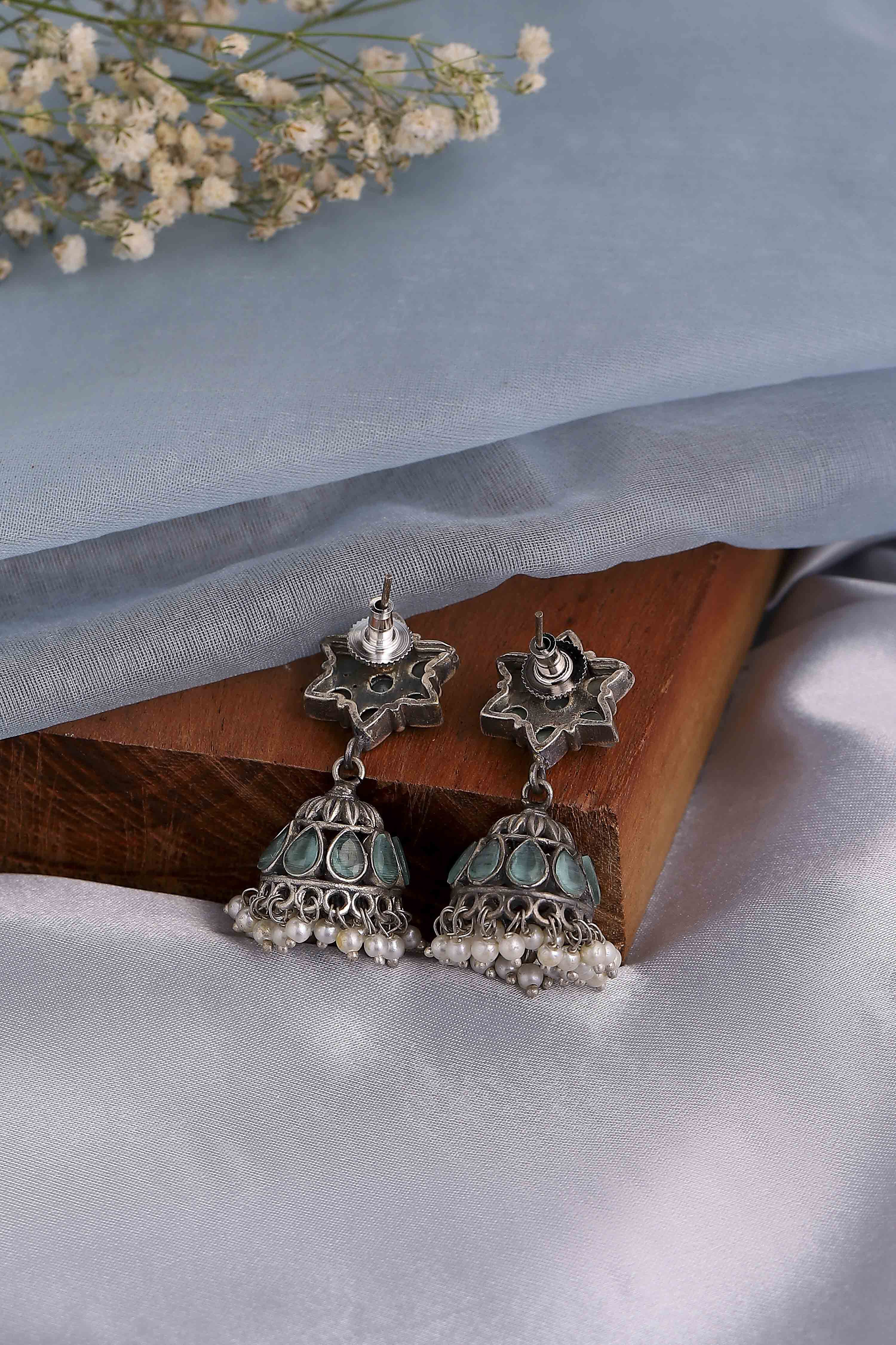 Mint Green Stone Earrings image number 2