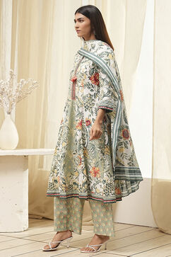 Sage Green Cotton Kalidar Suit Set image number 3