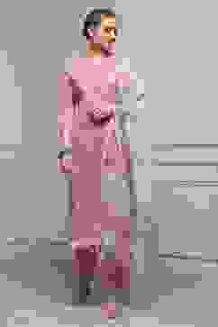 Pink Cotton Hand Block Print Unstitched Suit Set image number 1