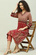 Berry Acrylic Straight Printed Kurta image number 6