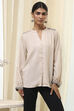 Beige Striped Straight Top image number 5
