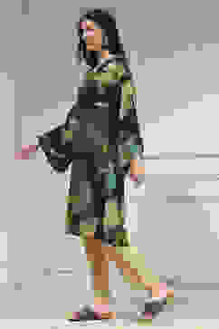 Charcoal Viscose Rayon A-Line Printed Kurta image number 2