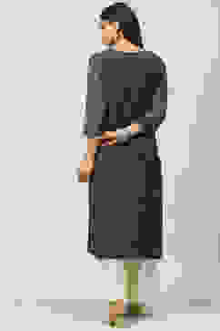 Indigo Cotton Flared Kurta image number 4