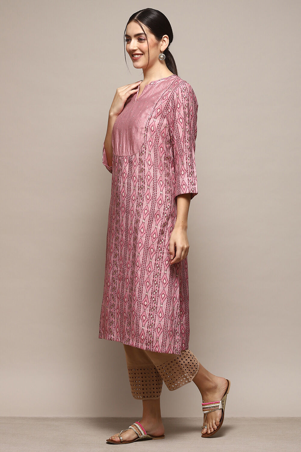 Green Poly Viscose Straight Printed Kurta image number 2