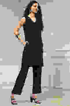 Black Viscose Rayon Straight Dyed Fusion Set image number 7