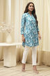 Blue Rayon Straight Printed Kurta image number 4