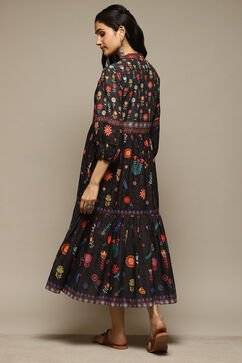 Black Cotton Straight Printed Kurta image number 3