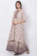 Marine Blue Cotton Blend A-Line Printed Kurta image number 2