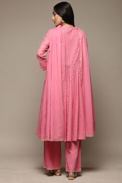Pink Cotton Gathered Kurta Palazzo Suit Set image number 4