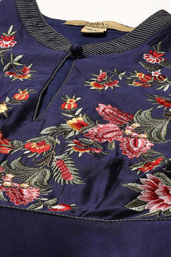 Rohit Bal Indigo Cotton Blend Anarkali Kurta Suit Set image number 1