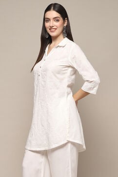White Cotton Straight Top image number 2