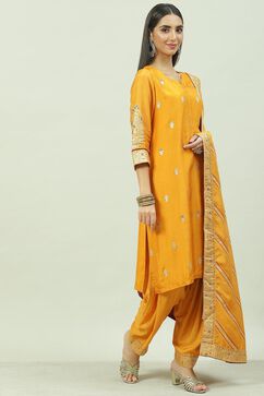 Mustard Viscose Straight Kurta Salwar Suit Set image number 6