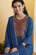 Blue Viscose Rayon Yoke Design Straight Kurta Set image number 1