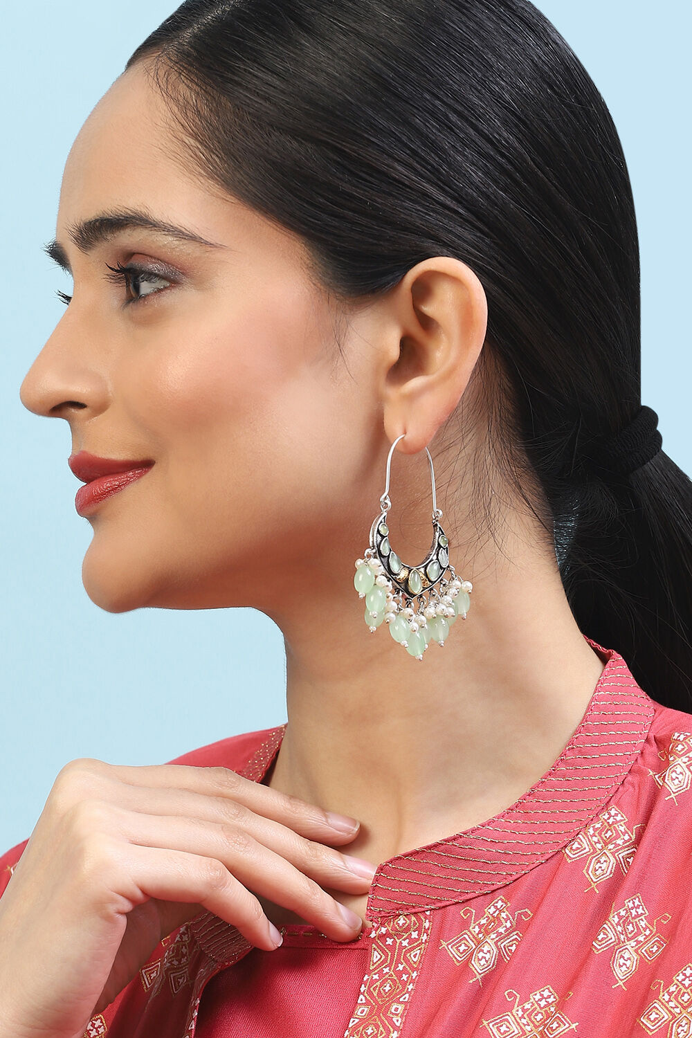 Green Brass Earrings image number 3