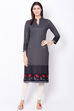 Black Straight Winter Printed Kurta image number 0