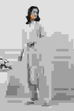 Purple Cotton Straight Suit Set image number 4