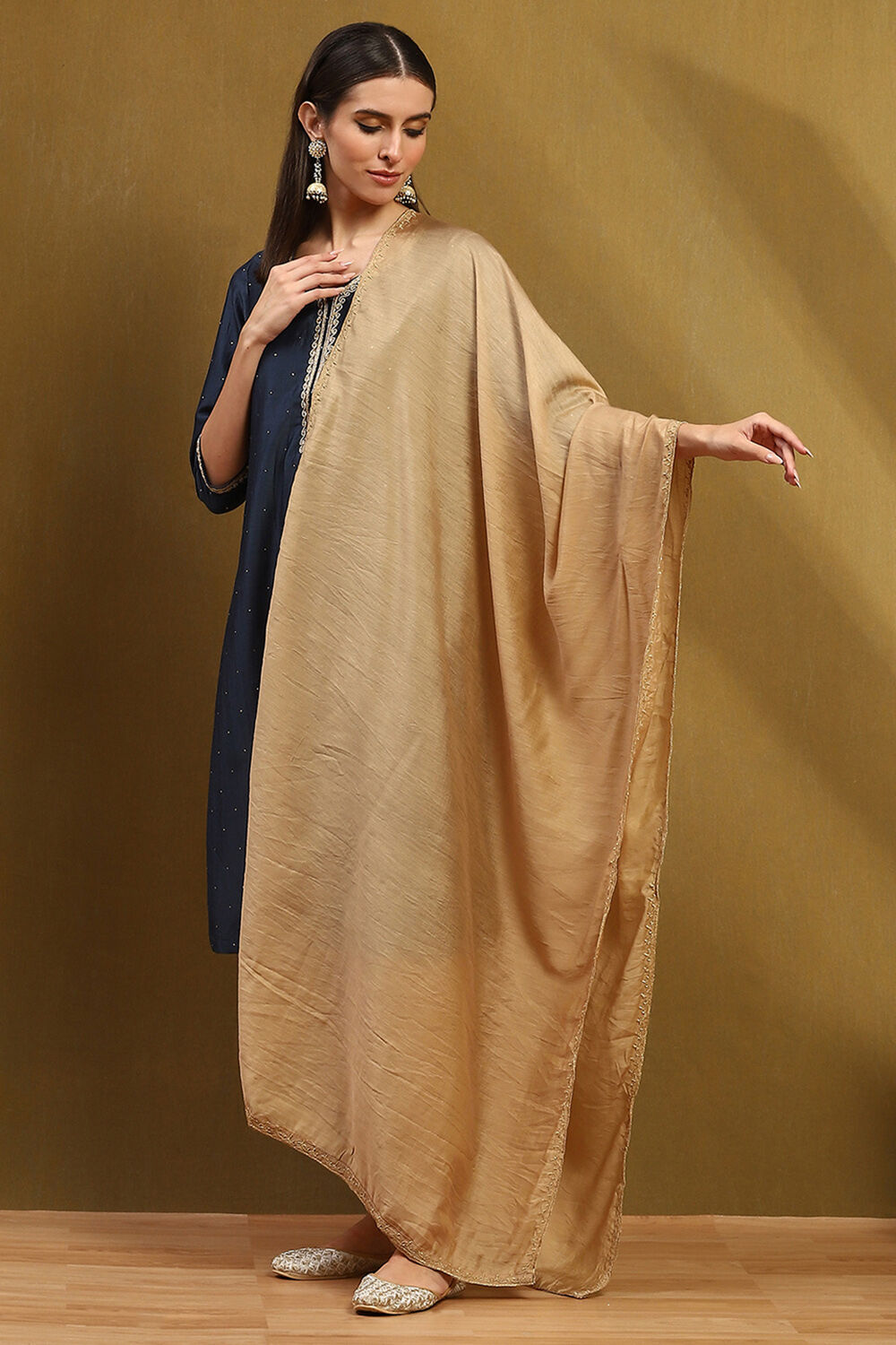 Gold Polyester Dupatta image number 2