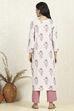 Blue and White Printed Cotton Unstitched Suit Set image number 5