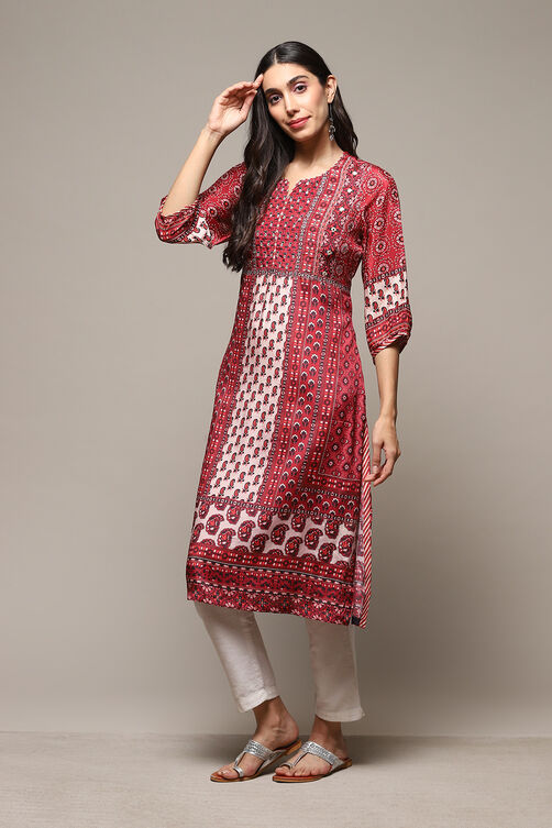 Green Viscose A-Line Printed Kurta image number 2