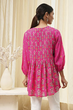 Pink Straight Printed Short Kurta image number 3