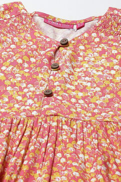 Coral Viscose Flared Printed Dress image number 1