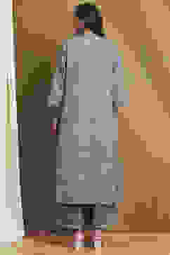 Blue Cotton Printed A-Line Suit Set image number 4