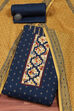Blue Cotton Printed Unstitched Suit Set image number 0
