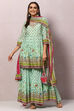 Mint Green Cotton Sharara Kurta Garara Suit Set