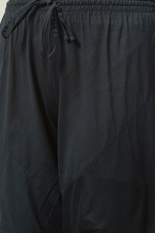 Black Cotton Anarkali Kurta Churidar Suit Set image number 3