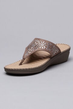 Cream Synthetic Suede Sandals image number 2