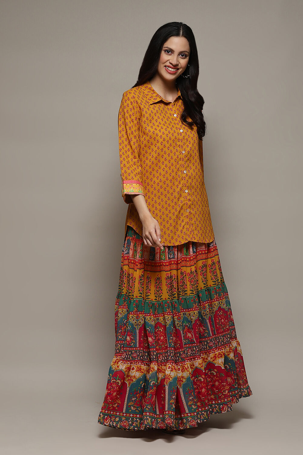 Yellow Rayon Straight Printed 2 Piece Set image number 5