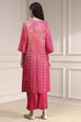 Turquoise Printed Straight Suit Set image number 4