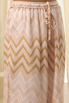 Beige and White Cotton Straight Suit Set image number 2